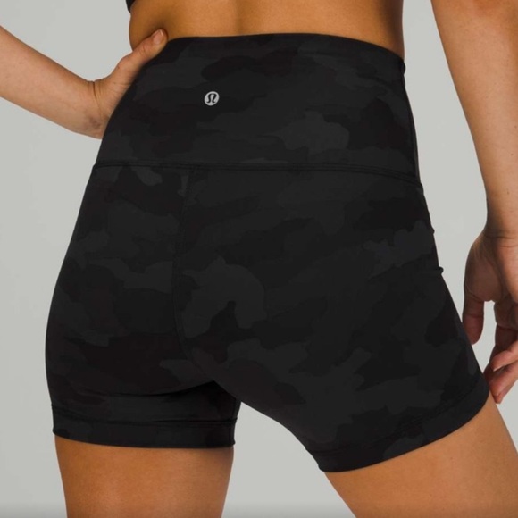 Lululemon Wunder Train Hi Rise Short Size 4 - 3” inseam Black Camo - Picture 2 of 6